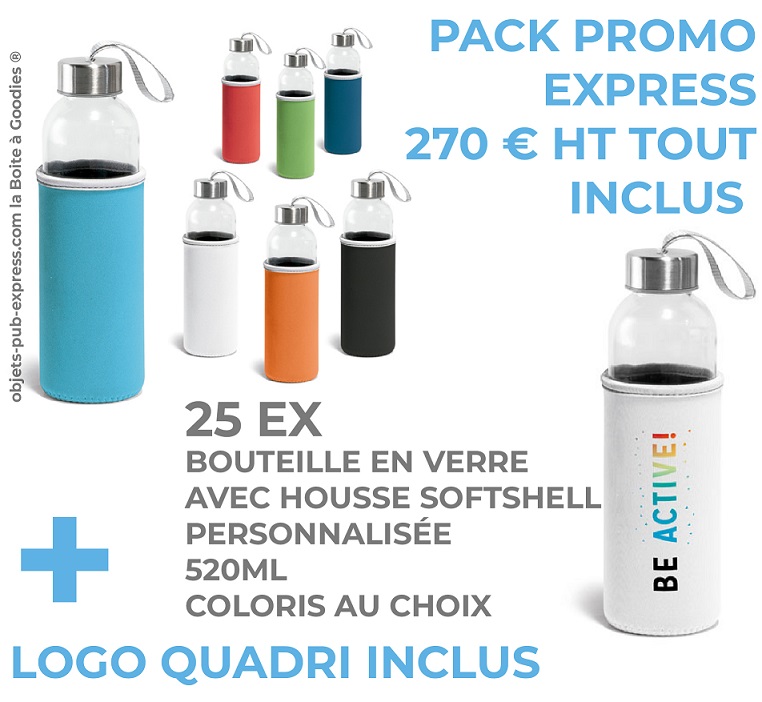 bouteille en verre pack promo entreprise logo quadri tout inclus