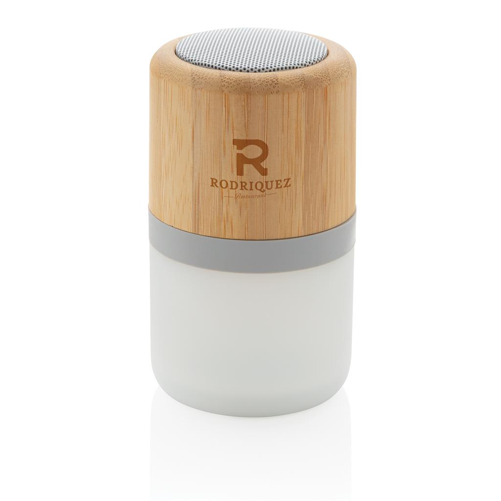 Enceinte 3W en bambou avec lumière d'ambiance personnalisable (11)
